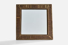 Créateur italien, miroir de table, laiton, Italie, années 1930