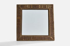 Used Italian Designer, Table Mirror, Brass, Italy, 1930s