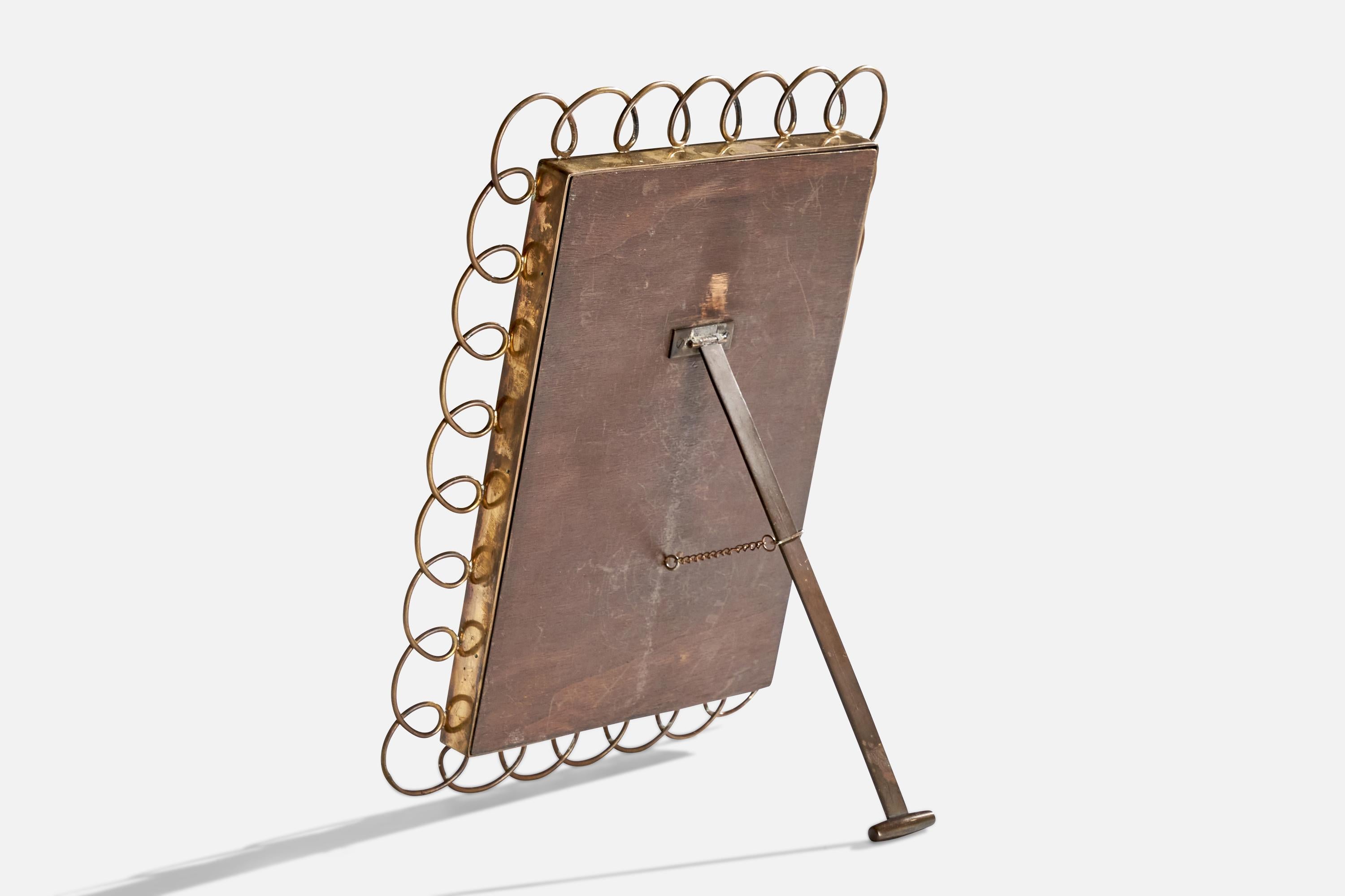 Specchio da tavolo di design italiano, ottone, Italia, anni '40 In condizioni buone in vendita a High Point, NC
