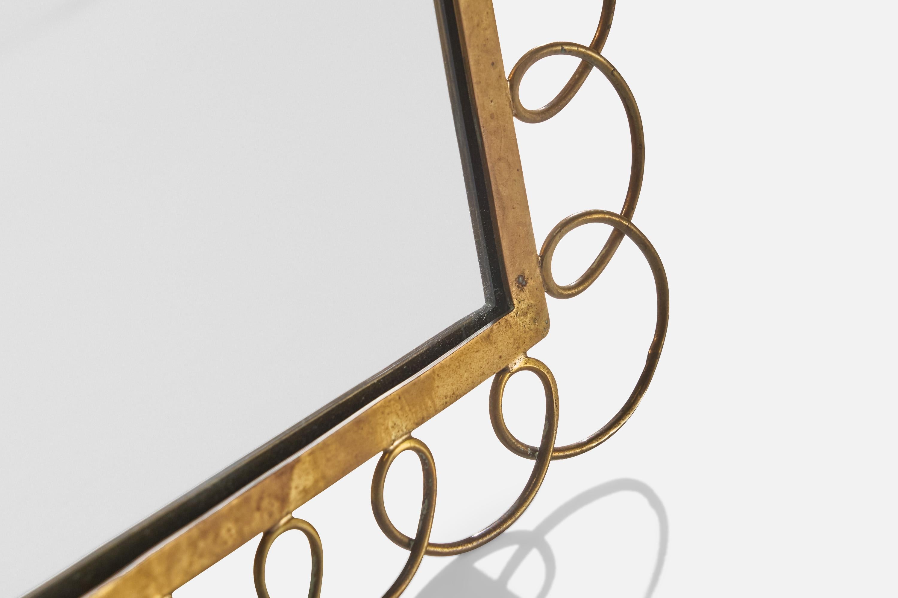 Specchio da tavolo di design italiano, ottone, Italia, anni '40 in vendita 1