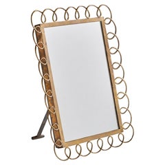 Italian Designer, Table Mirror, Brass, Italy, 1940s