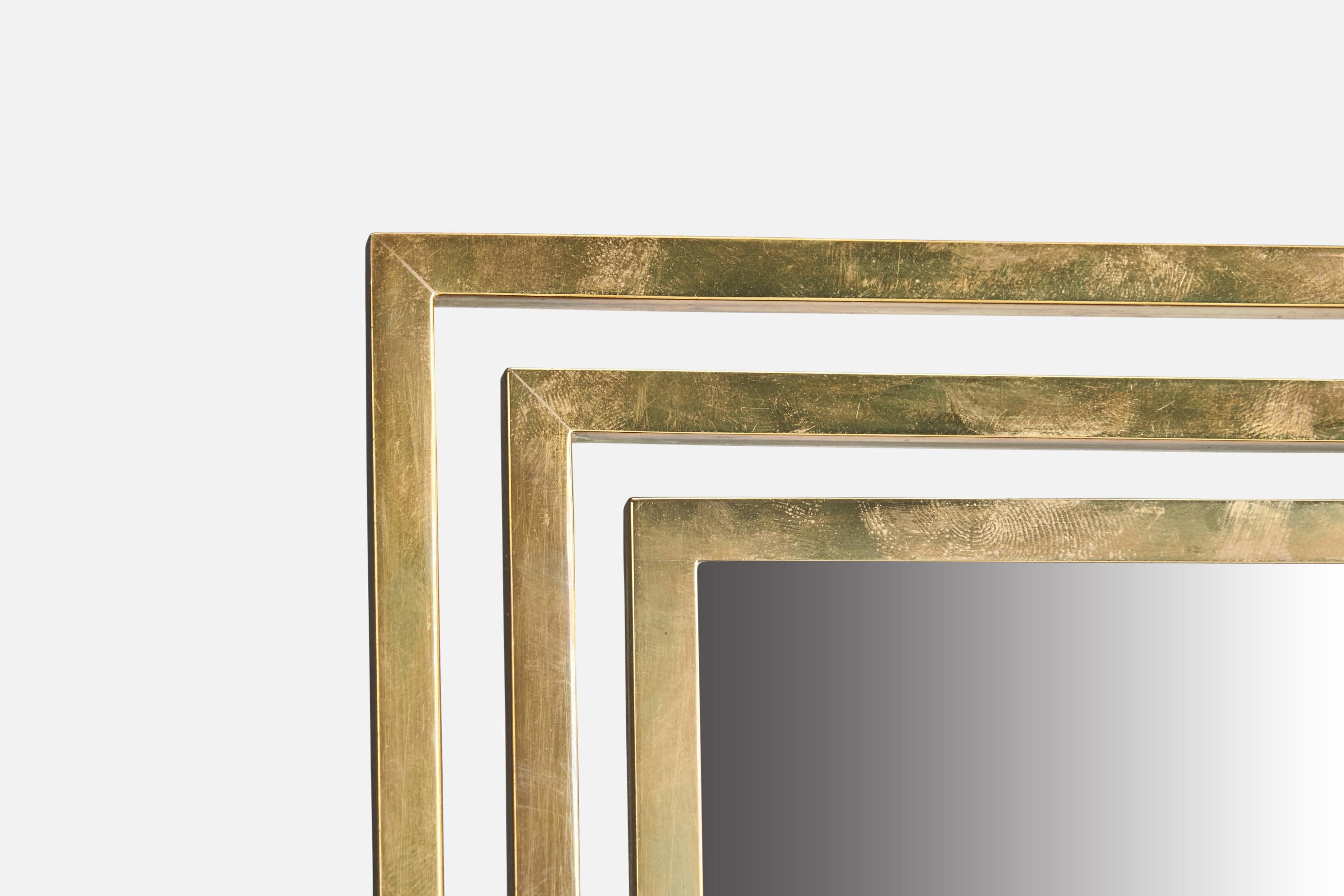 Late 20th Century Italian Designer, Table Mirror, Brass, Italy, 1970s For Sale