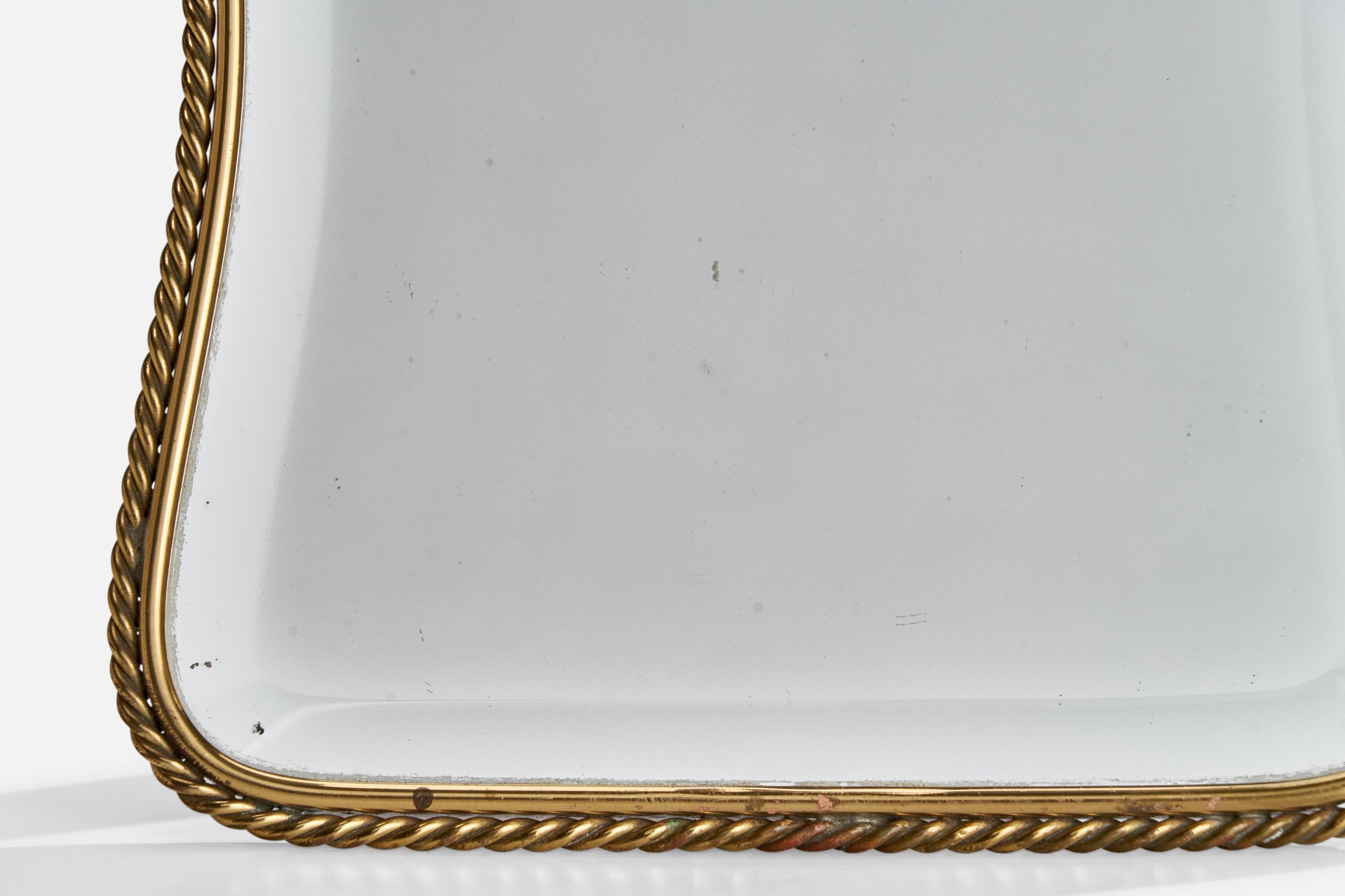 Italienischer italienischer Designer, Tischspiegel, Messing, Spiegelglas, Italien, ca. 1940er Jahre im Angebot 2