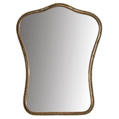 Italian Designer, Table Mirror, Brass, Mirror Glass, Italy, c. 1940s