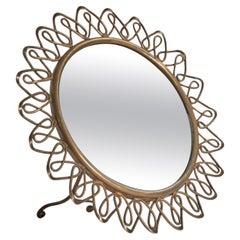 Italian Designer, Table Mirror, Brass, Mirror Glass, Italy, c. 1940s