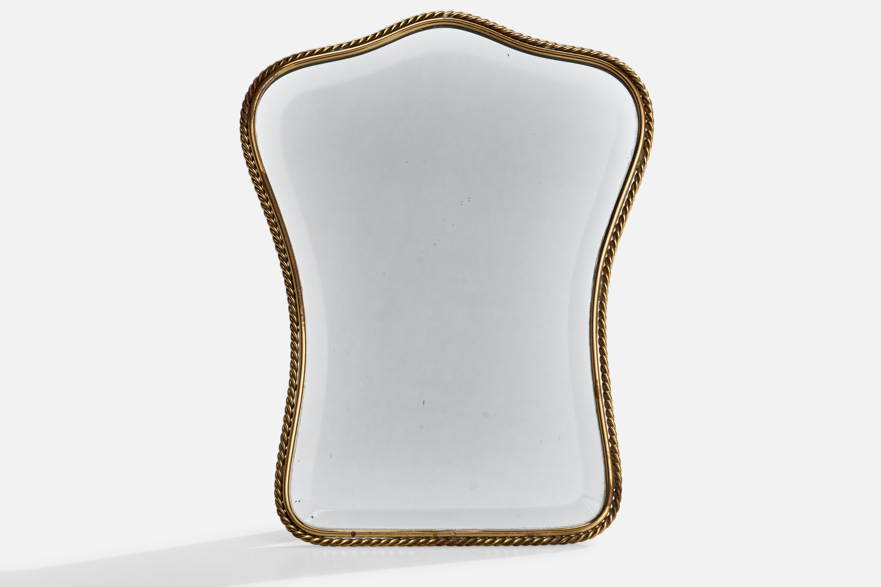 Diseñador italiano, Espejo de mesa, Latón, Cristal de espejo, Italia, c. 1940