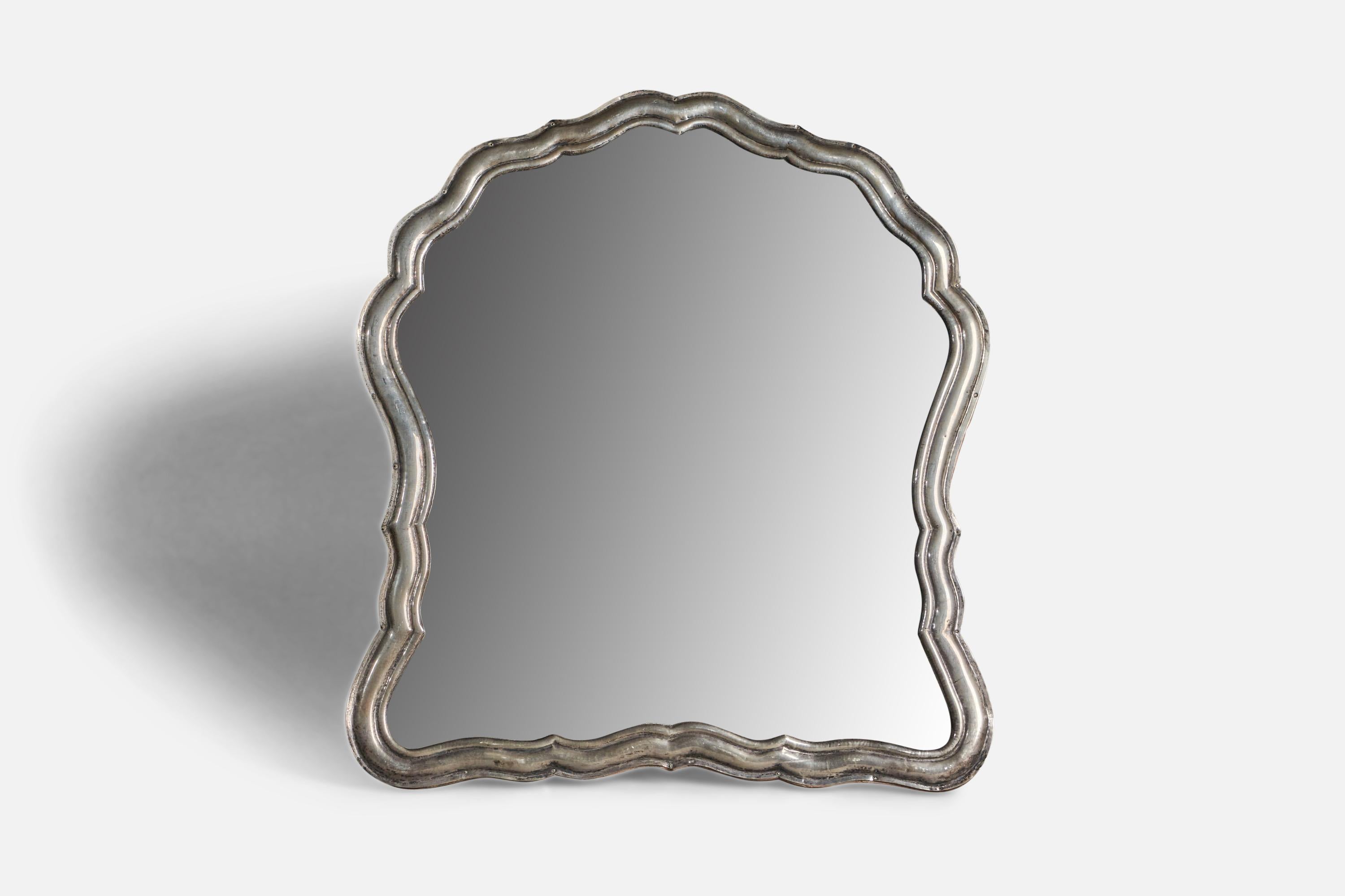 Italian Designer, Table Mirror, Sterling Silver, Italy, 1930s In Good Condition For Sale In High Point, NC
