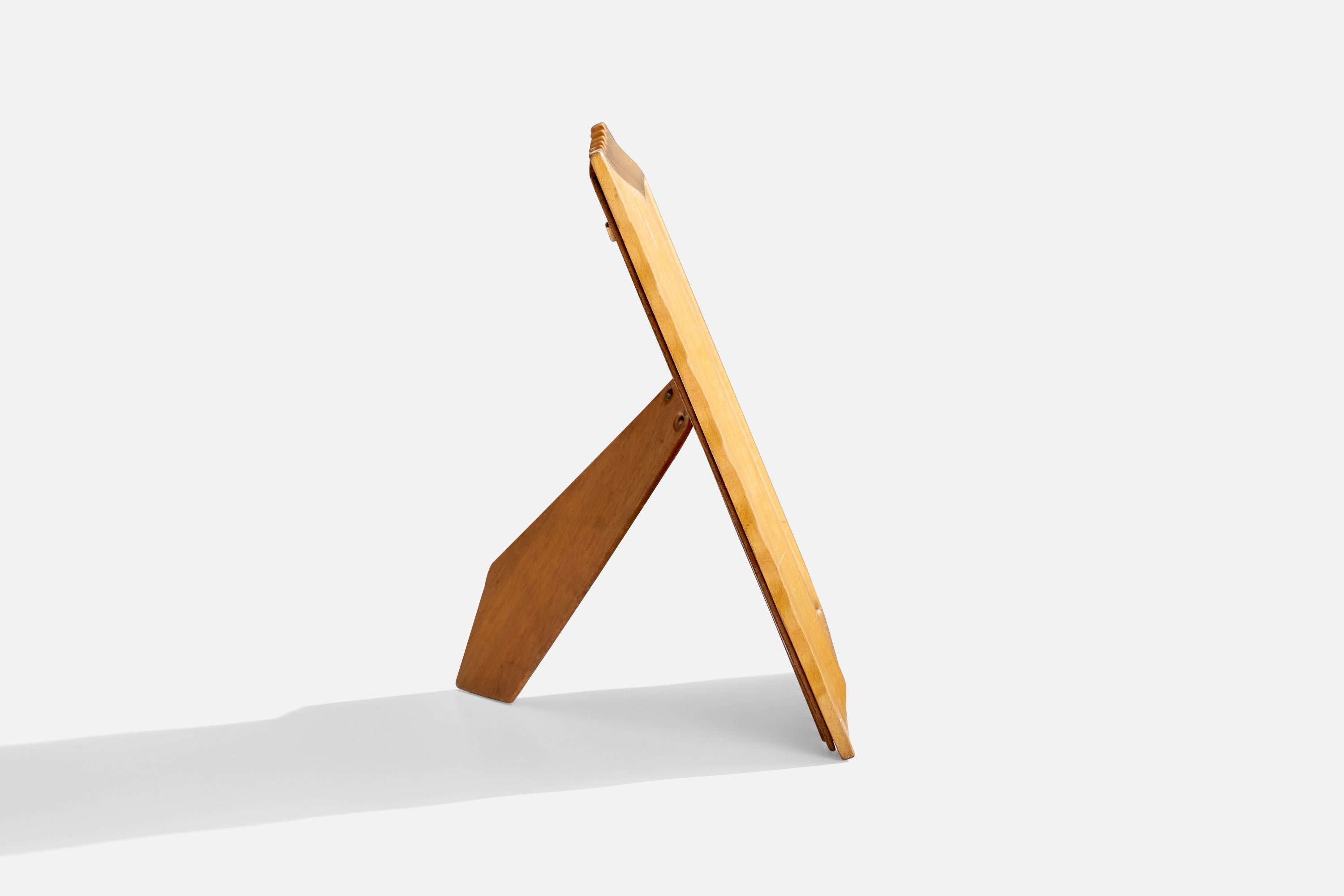 Mid-20th Century Italian Designer, Table Mirror, Wood, Aluminium, Italy, 1940s For Sale