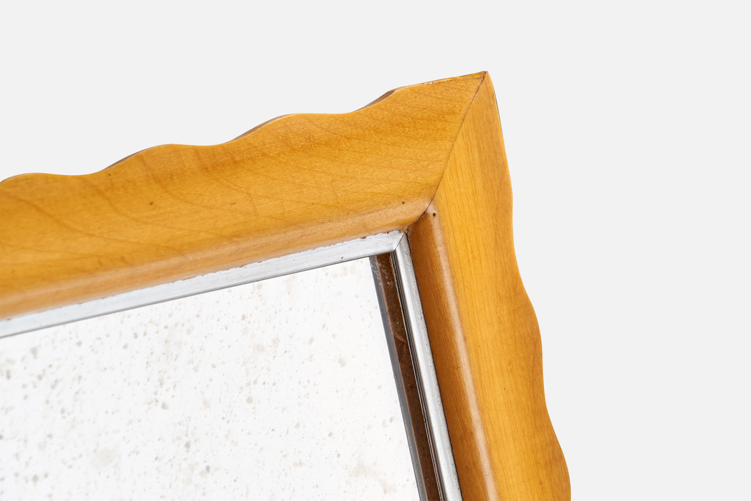 Aluminum Italian Designer, Table Mirror, Wood, Aluminium, Italy, 1940s For Sale
