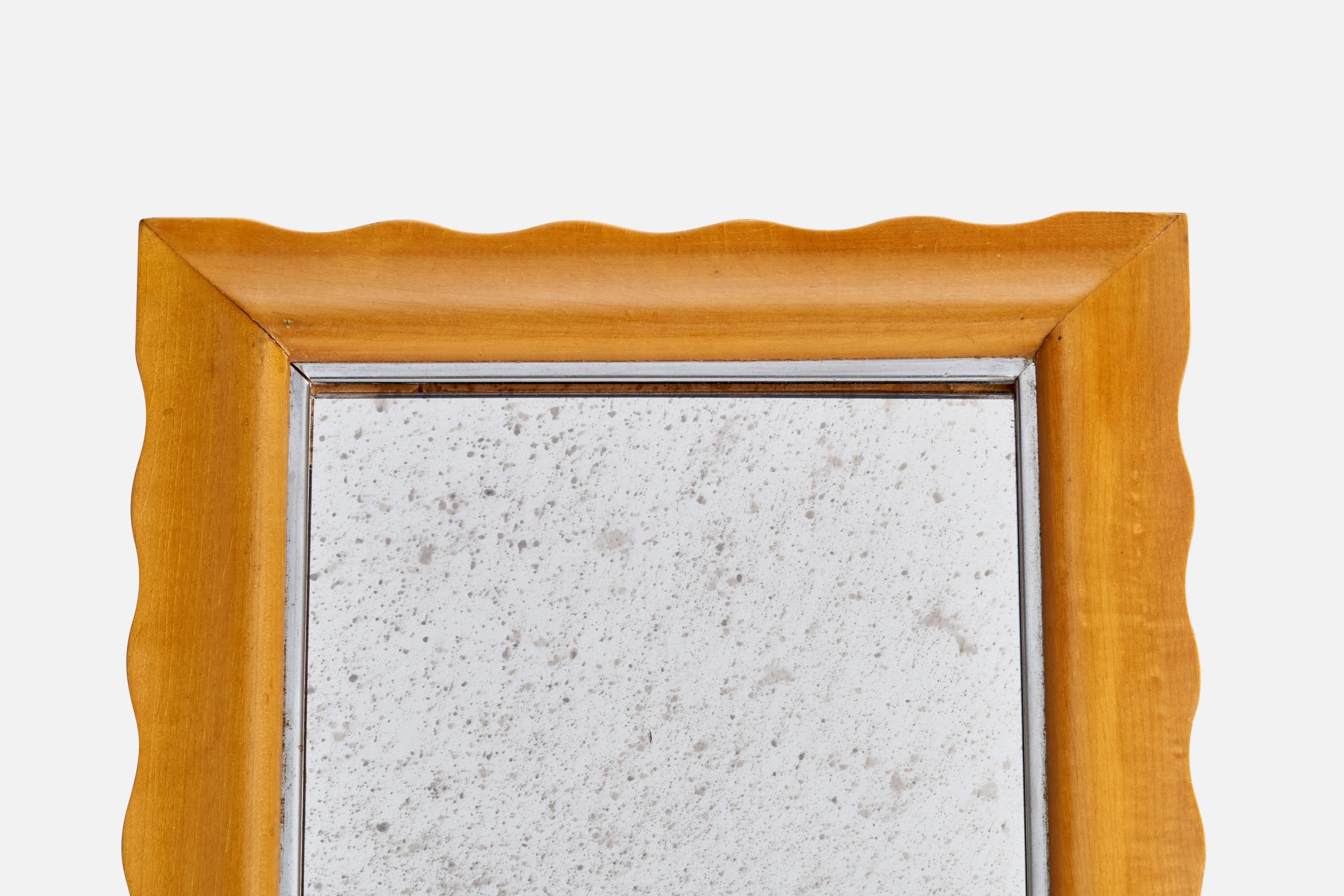 Italian Designer, Table Mirror, Wood, Aluminium, Italy, 1940s For Sale 1