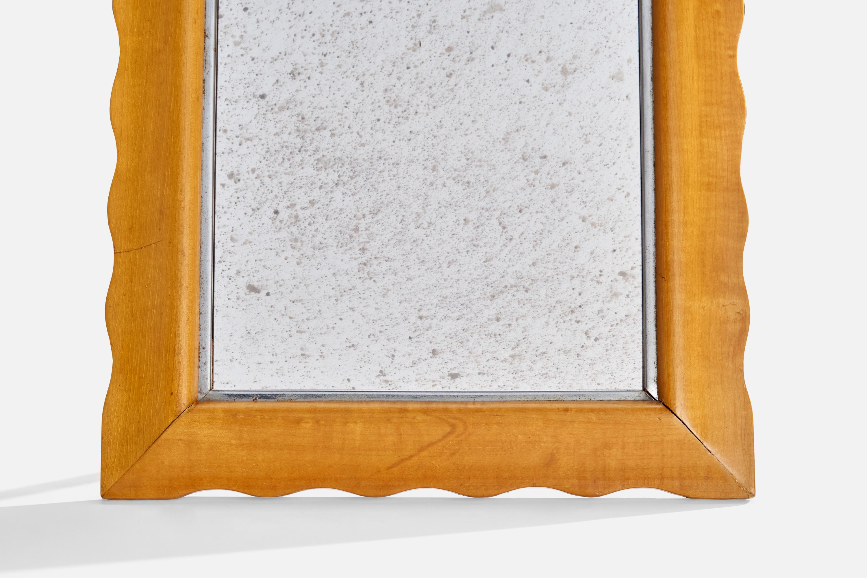 Italian Designer, Table Mirror, Wood, Aluminium, Italy, 1940s For Sale 2