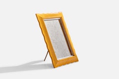 Diseñador italiano, Espejo de mesa, Madera, Aluminio, Italia, años 40