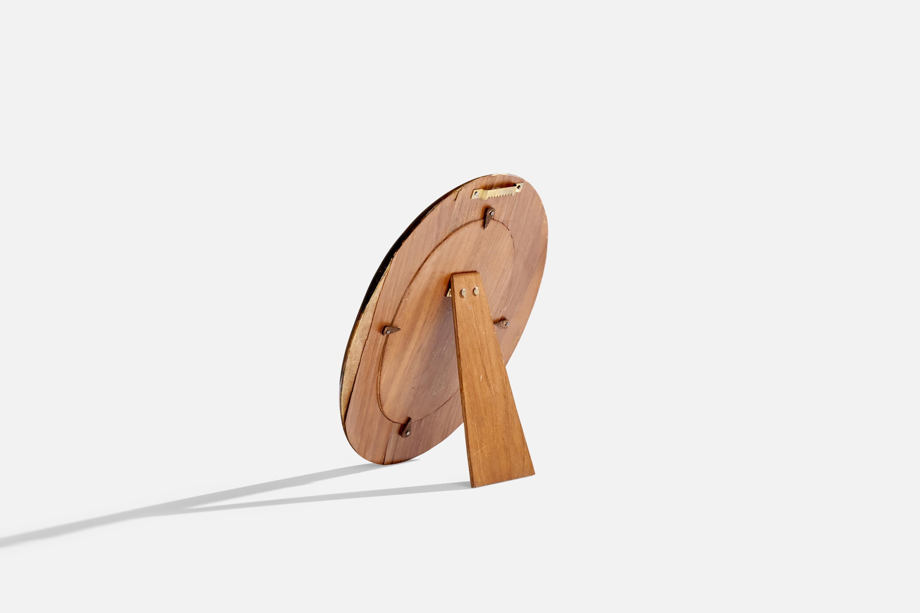 Diseñador Italiano, Espejo de Mesa o Pared, Resina, Madera, Italia, Década de 1940 mediados del siglo XX