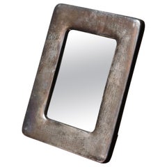 Designer italien, miroir de table ou miroir mural en argent sterling, Italie, années 1930