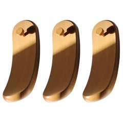 Italian Designer, Three Coat Hangers, Oak, Italy, 1970s