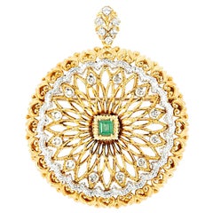 Pendentif broche convertible en émeraude et diamant 18 carats du designer italien Toliro