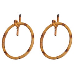 Italian Designer, Towel Holders, Bamboo, Italy, 1960s
