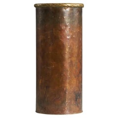 Italian Designer, Umbrella Stand, Brass, Copper, Italy, 1950s