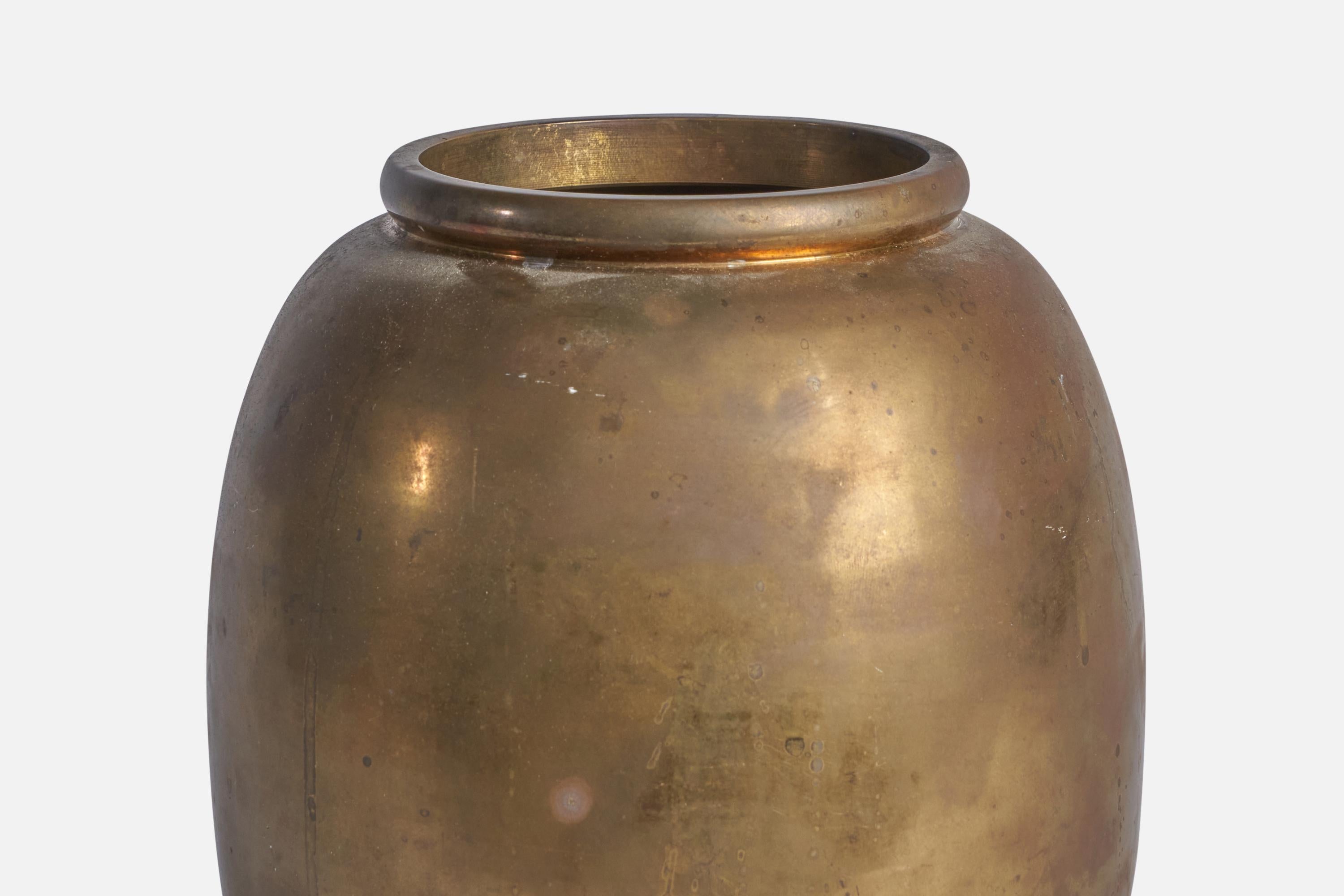 Mid-20th Century Italian Designer, Vase, Brass, Sweden, 1940s For Sale