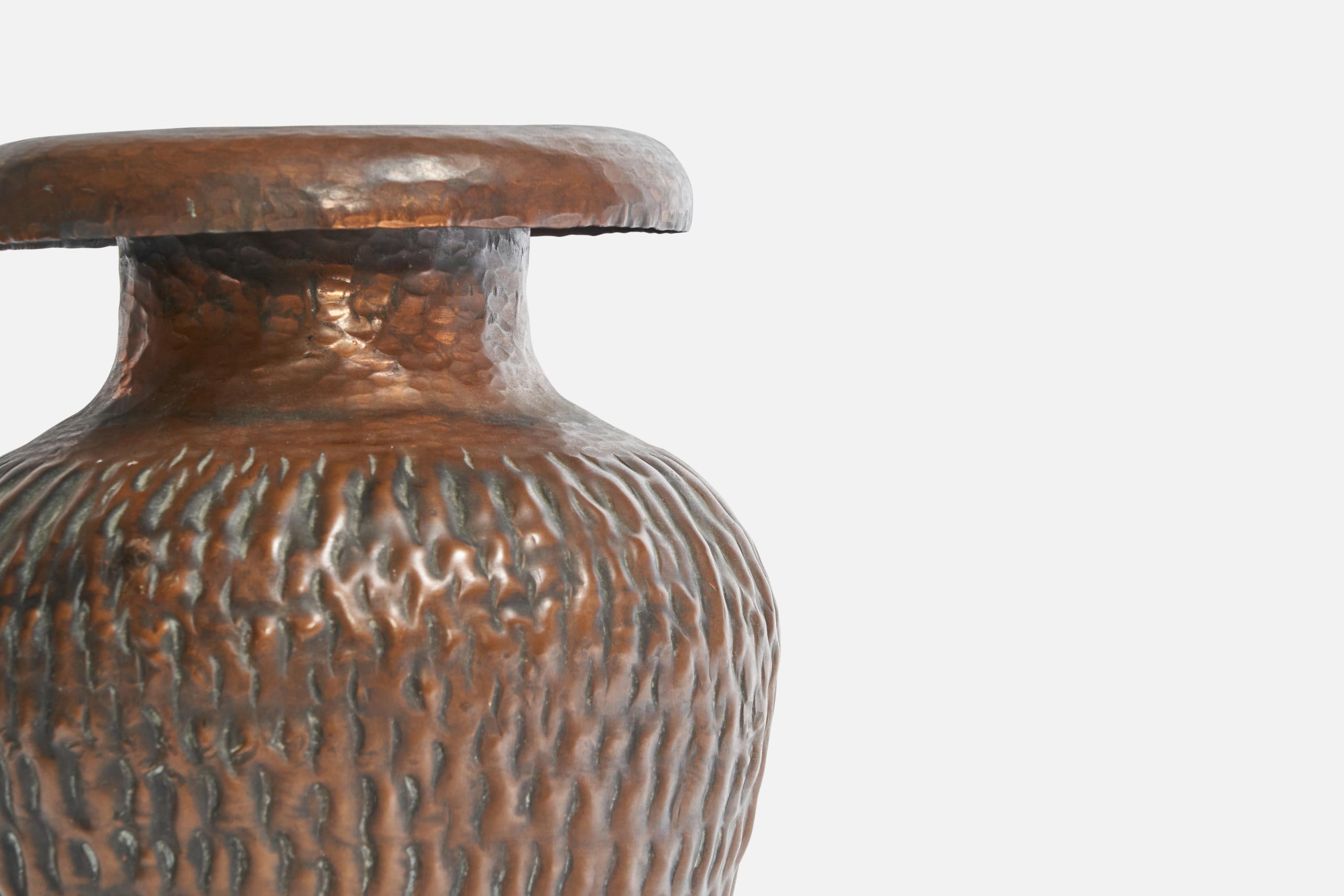 Mid-20th Century Italian Designer, Vase, Copper, Italy, 1930s For Sale