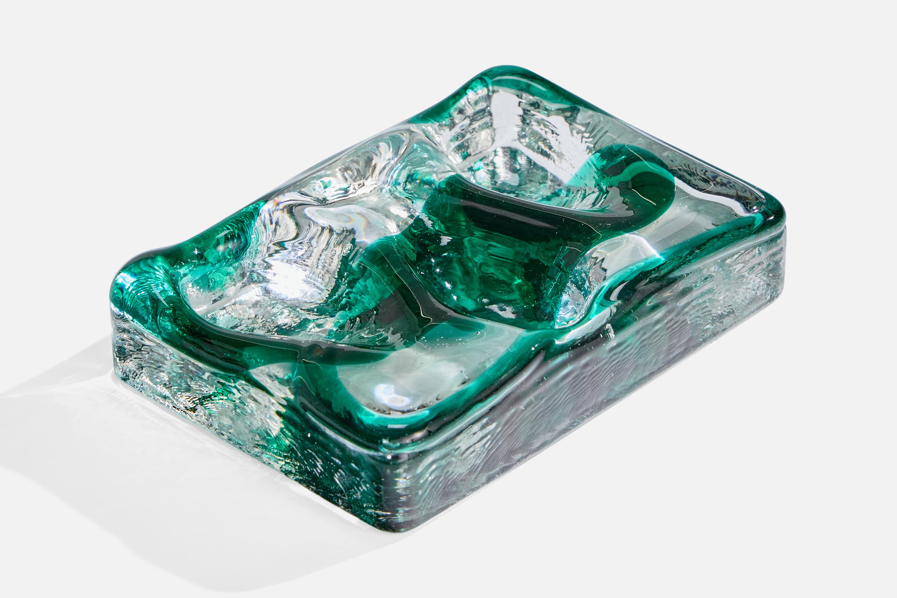 A blown green-colored glass vide poche or dish designed and produced in Italy, c. 1970s.

Overall Dimensions (inches): 1.5