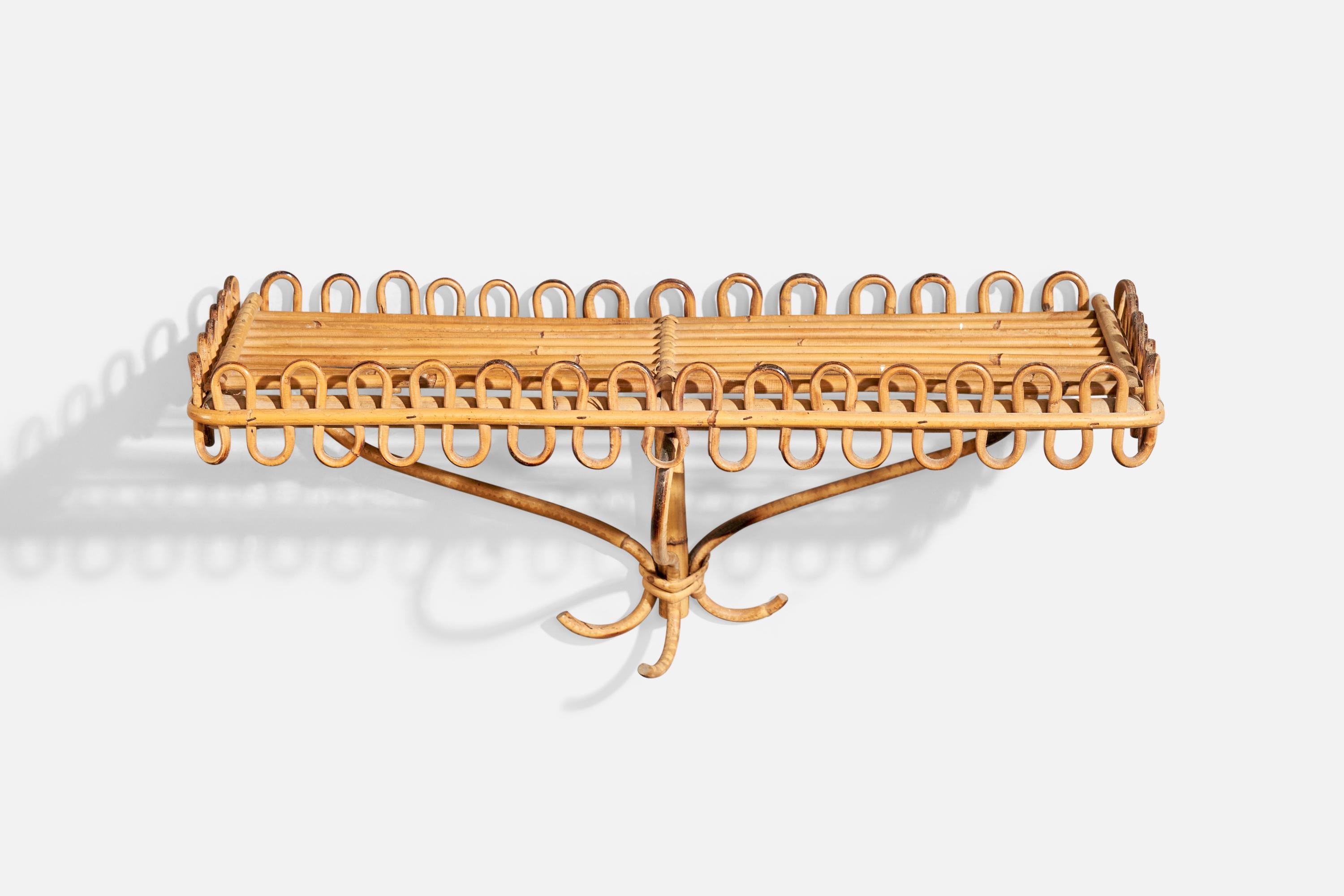 Italienische Designerin, Wandkonsole, Bambus, Rattan, Italien, 1950er Jahre im Zustand „Gut“ in High Point, NC