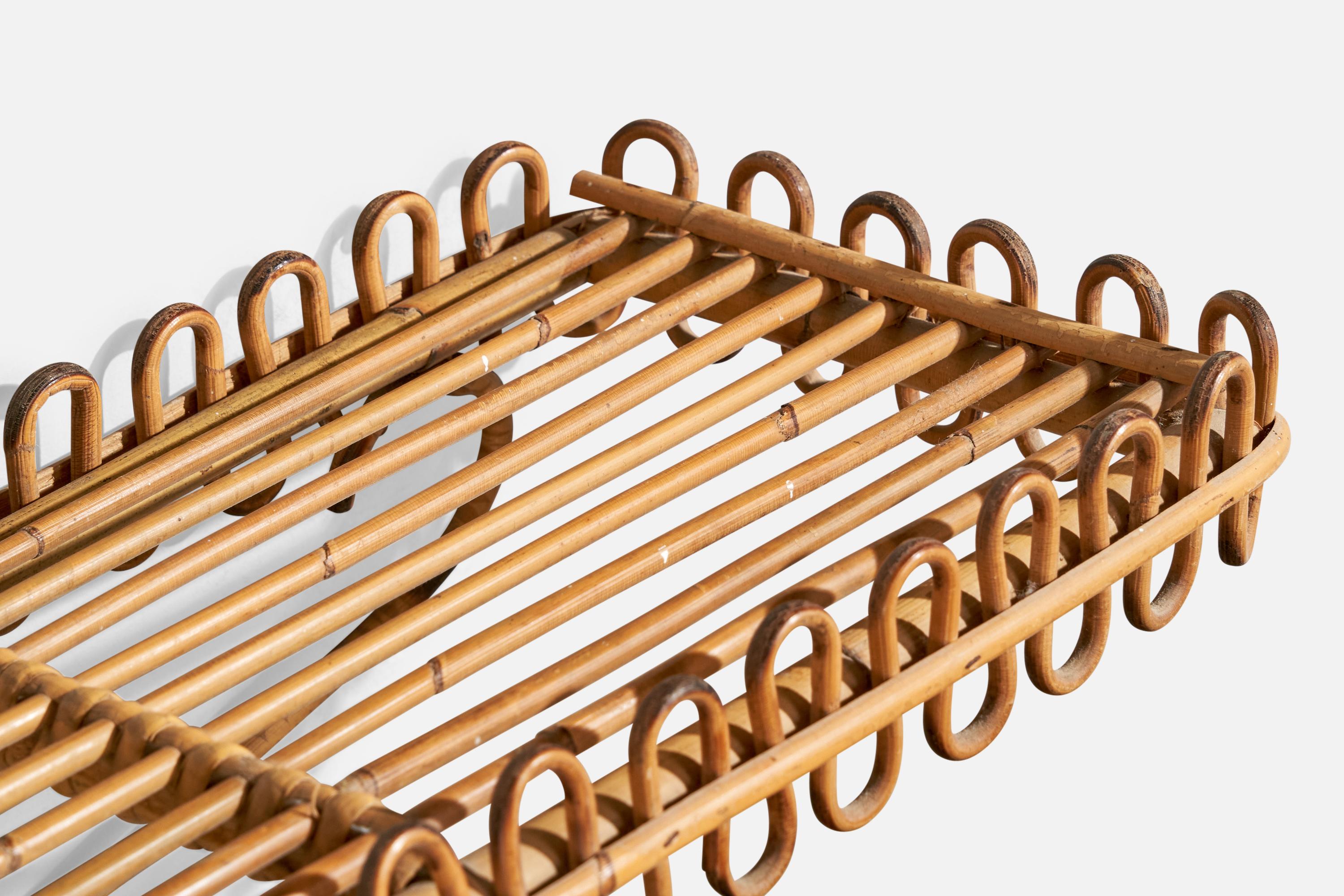 Italienische Designerin, Wandkonsole, Bambus, Rattan, Italien, 1950er Jahre 2