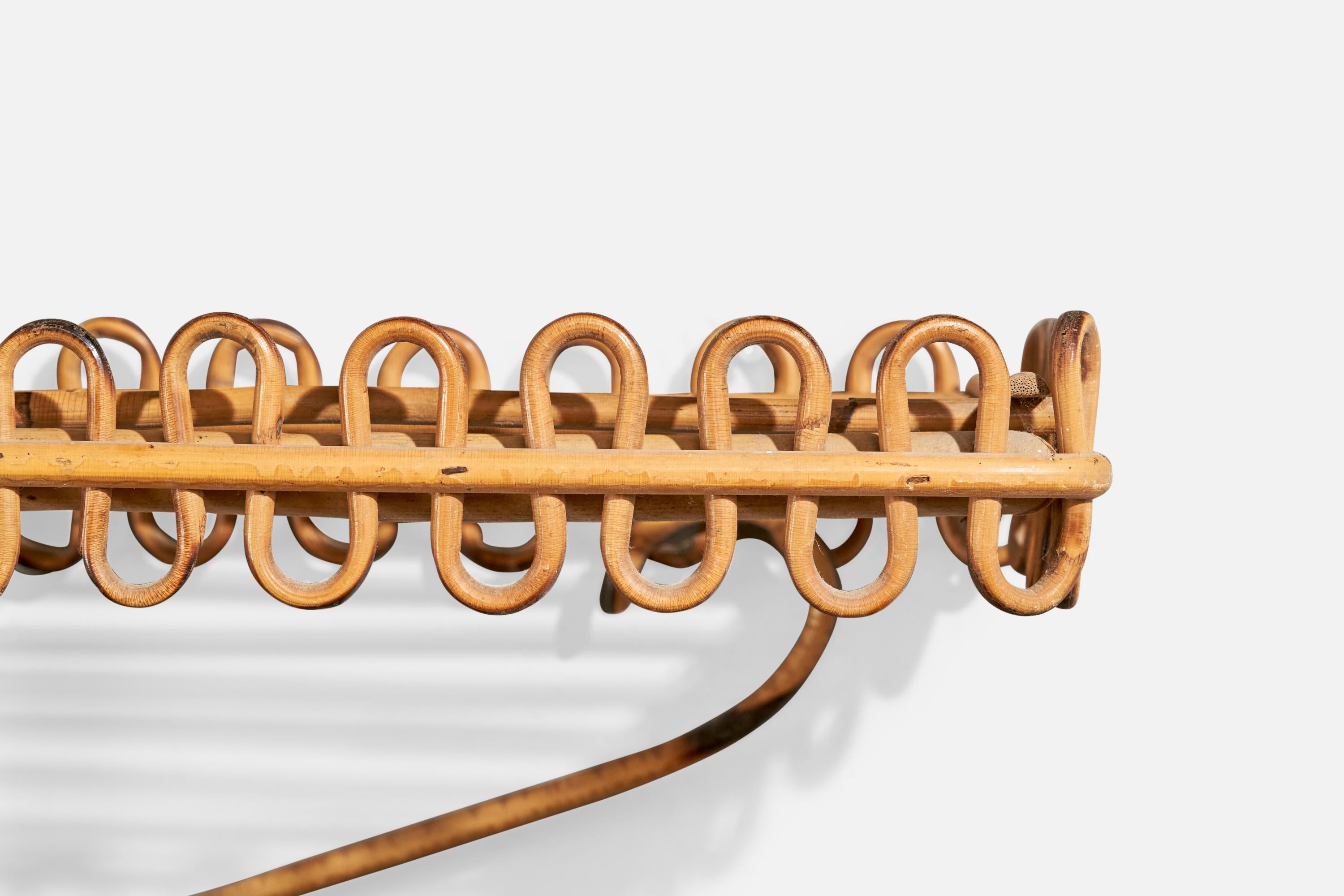 Italienische Designerin, Wandkonsole, Bambus, Rattan, Italien, 1950er Jahre 3