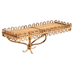 Console murale italienne, bambou, rotin, Italie, années 1950