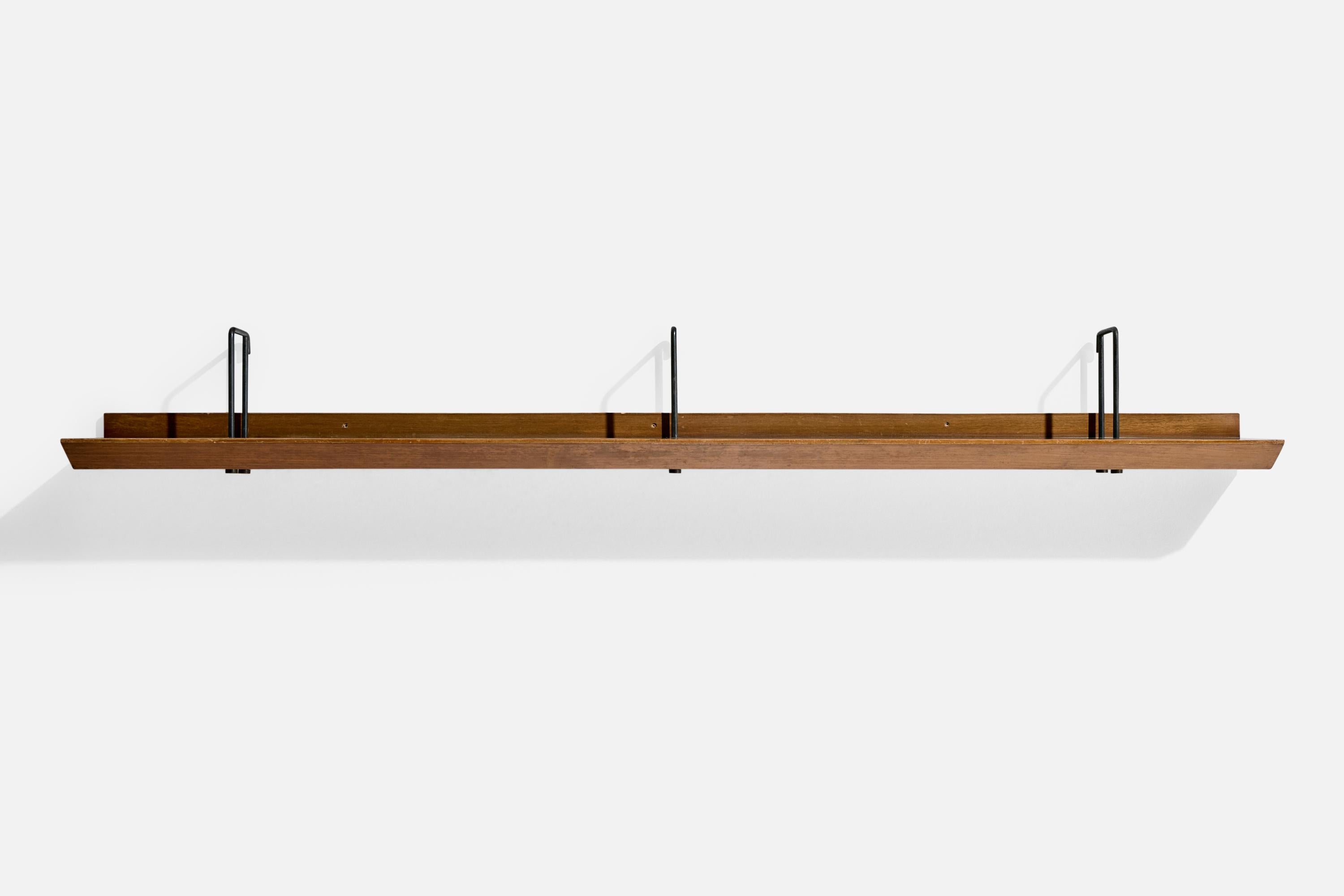 Consola de pared de diseño italiano, nogal, fórmica, hierro, Italia, años 50 Moderno de mediados de siglo en venta