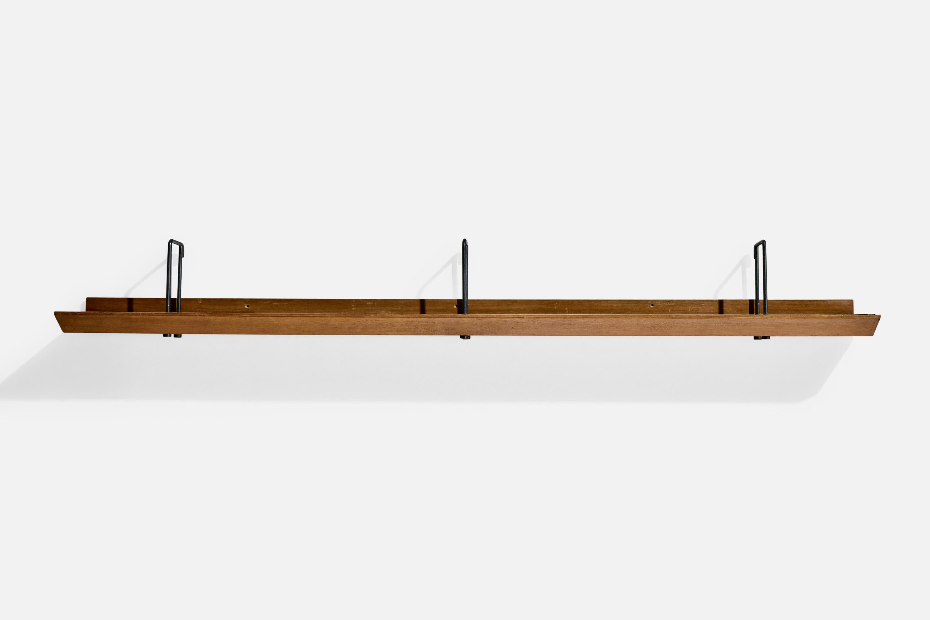 Consola de pared de diseño italiano, nogal, fórmica, hierro, Italia, años 50 Moderno de mediados de siglo en venta