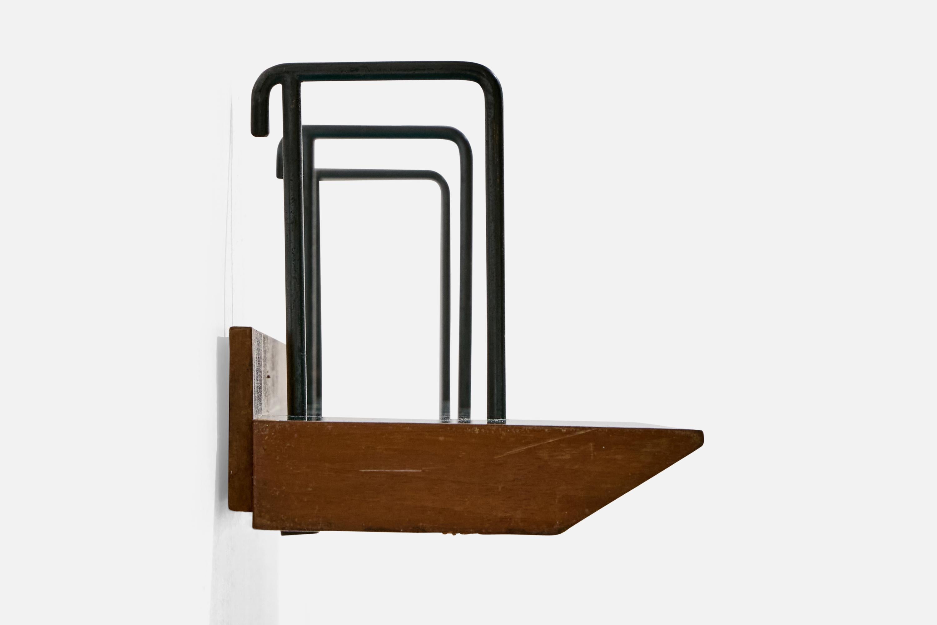 Consola de pared de diseño italiano, nogal, fórmica, hierro, Italia, años 50 Italiano en venta
