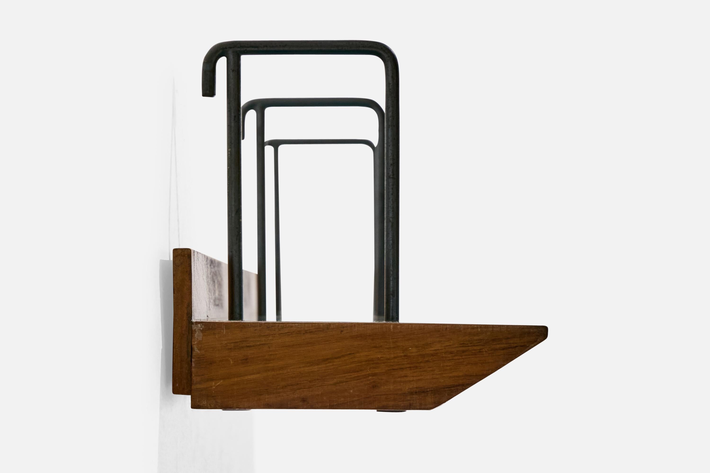 Consola de pared de diseño italiano, nogal, fórmica, hierro, Italia, años 50 Italiano en venta