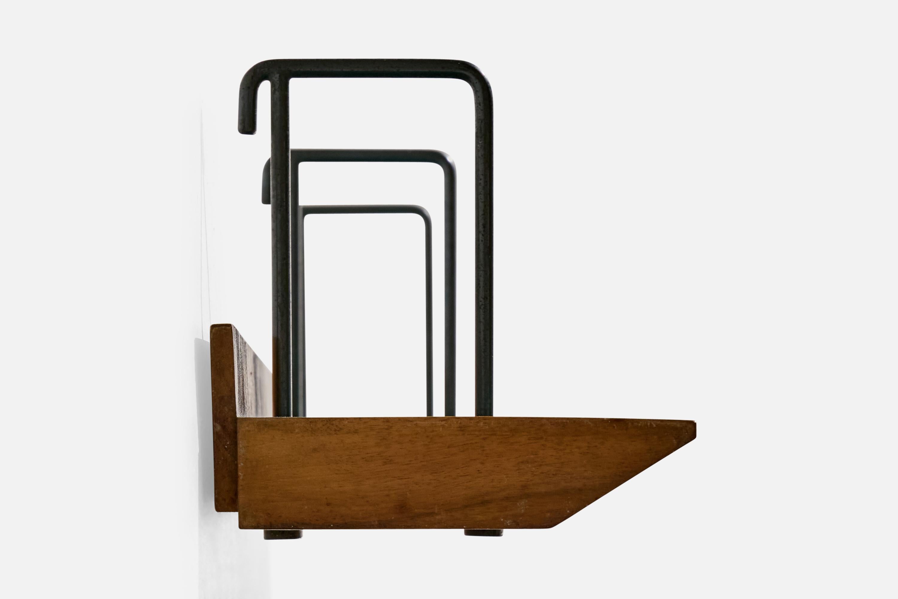 Consola de pared de diseño italiano, nogal, fórmica, hierro, Italia, años 50 Italiano en venta