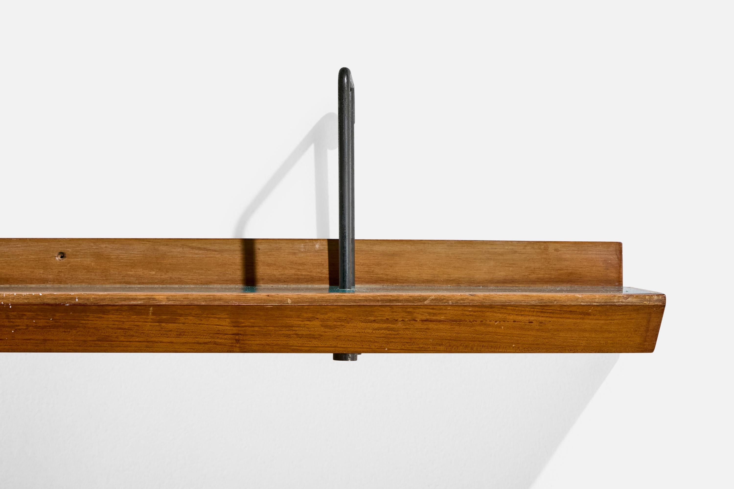 Consola de pared de diseño italiano, nogal, fórmica, hierro, Italia, años 50 mediados del siglo XX en venta