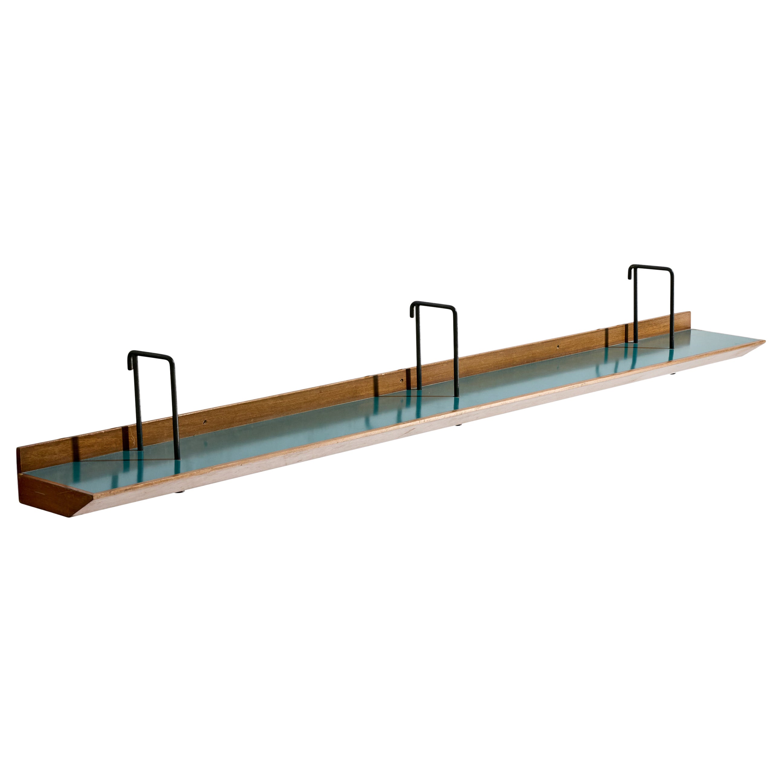 Italian Designer, Wall Console, Walnut, Formica, Iron, Italy, 1950s