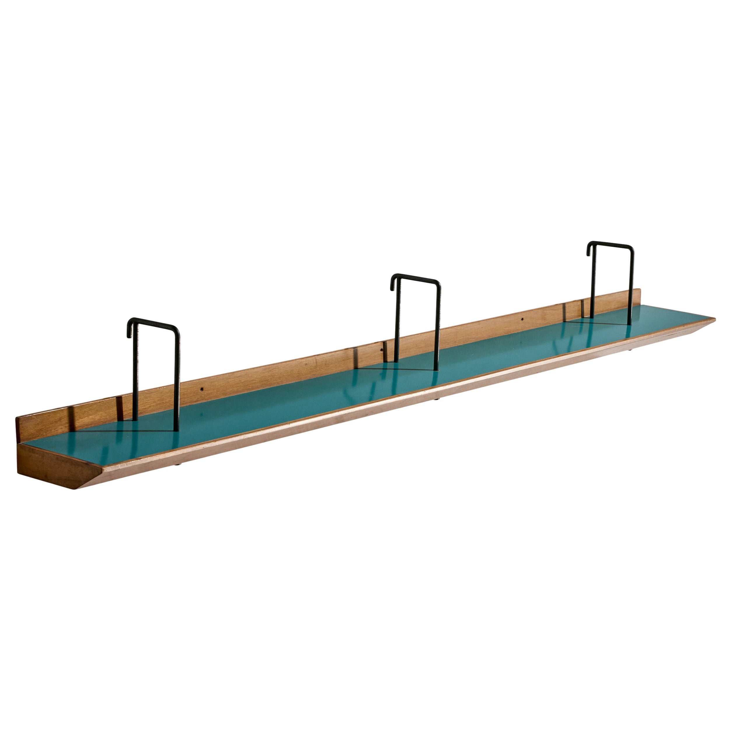 Italian Designer, Wall Console, Walnut, Formica, Iron, Italy, 1950s For Sale