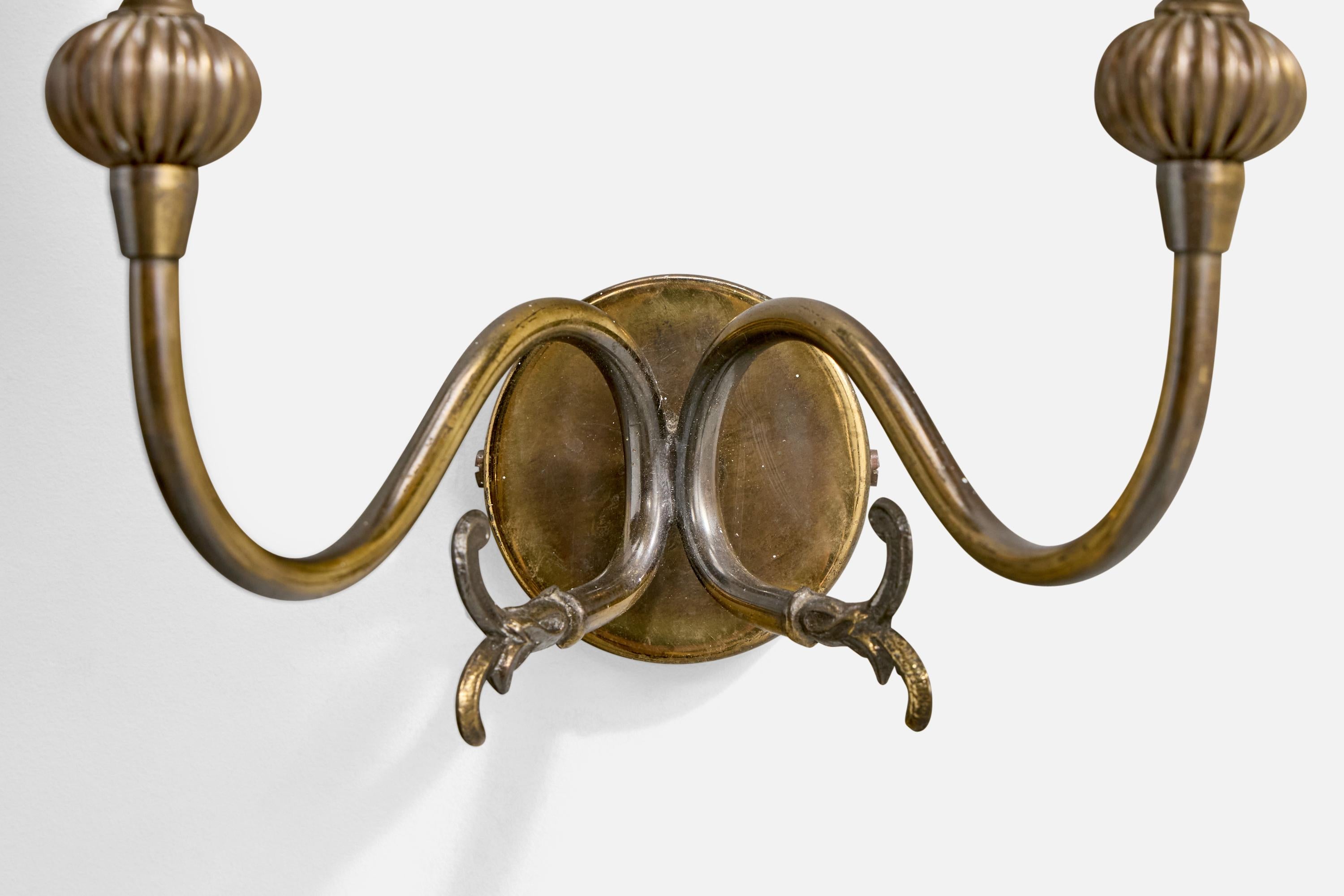 Diseñador italiano, Aplique, Latón, Tejido, Italia, Década de 1930 en Bueno estado para la venta en High Point, NC