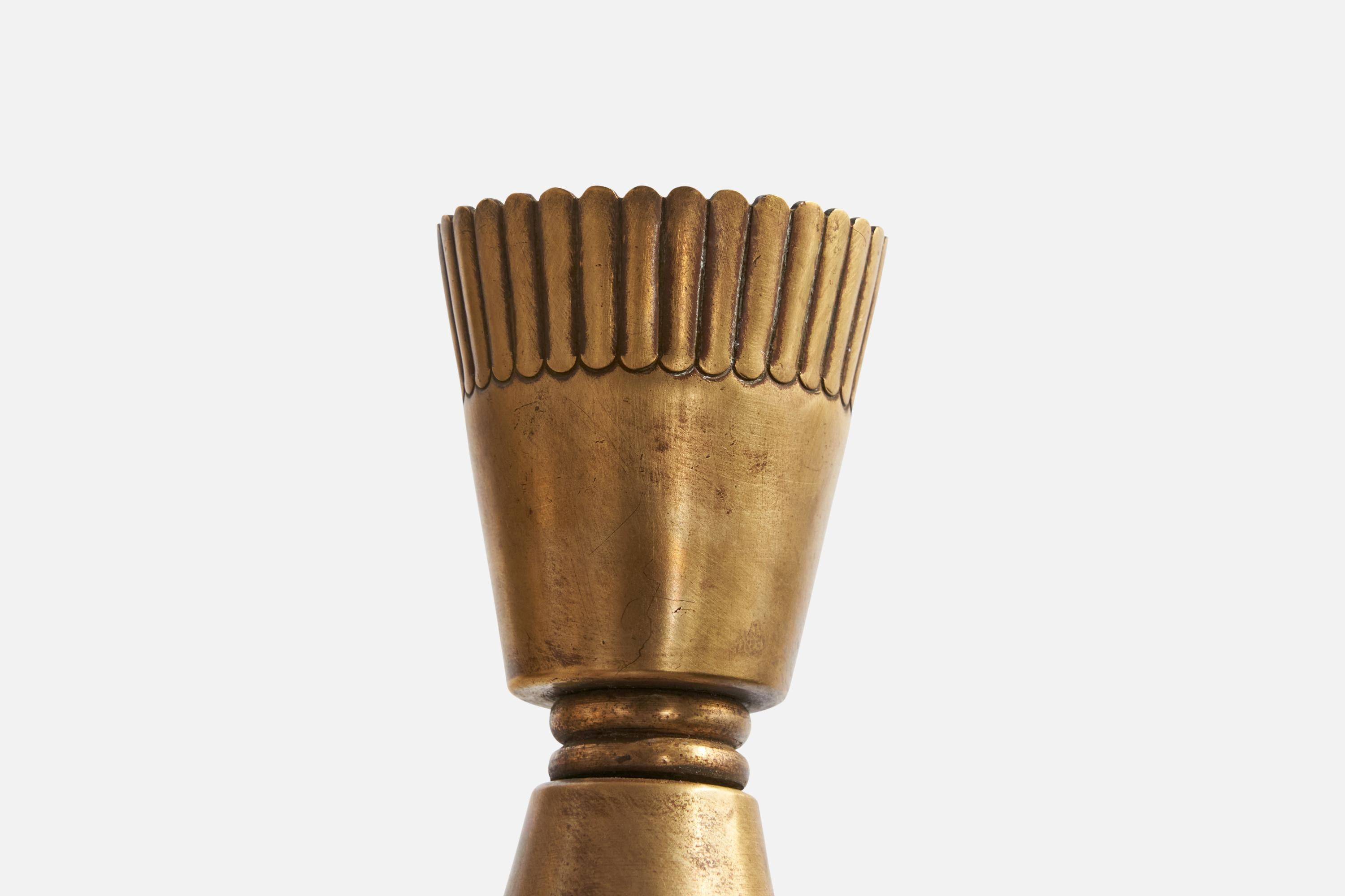Italian Designer, Wall Light, Brass, Fabric, Italy, 1930s For Sale 5