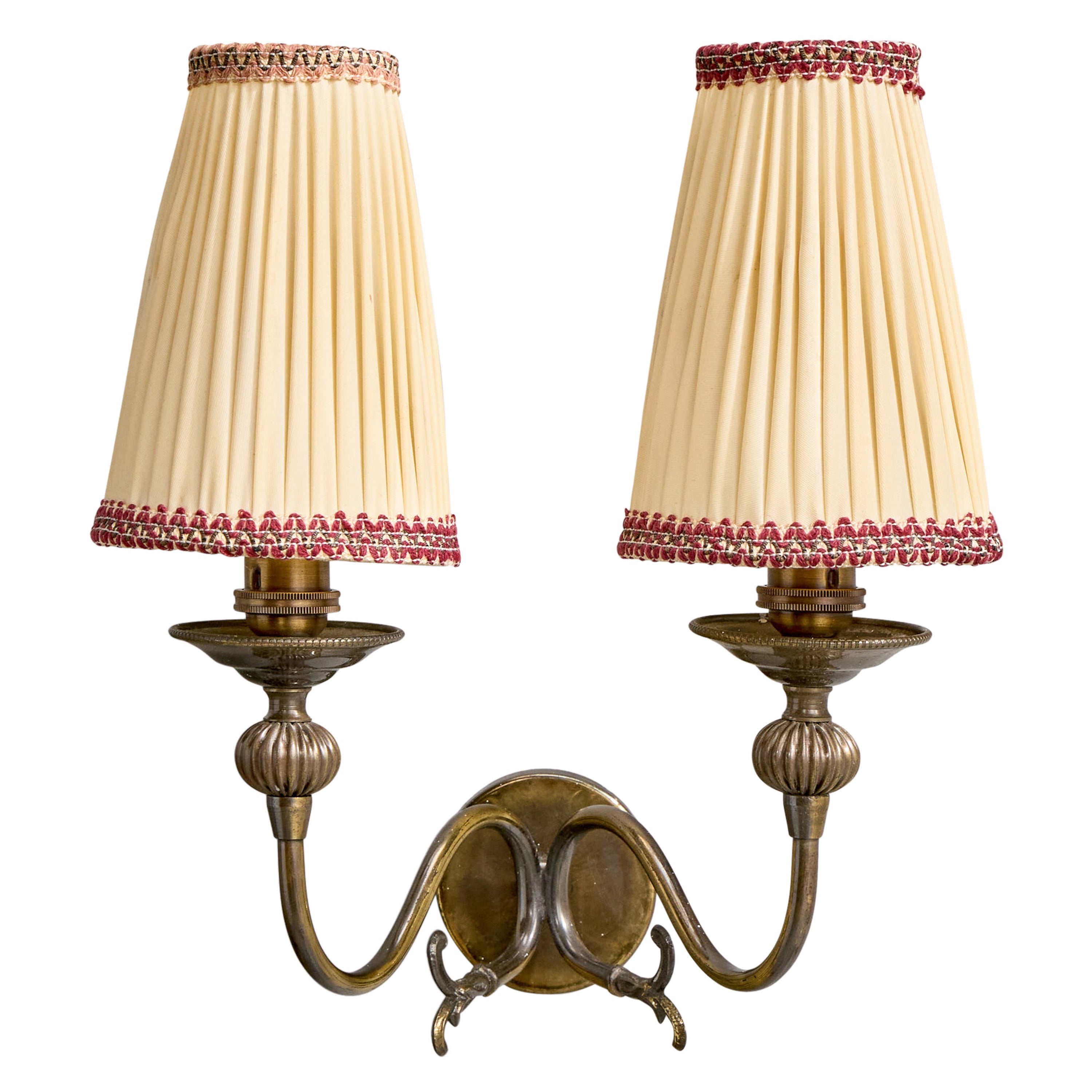 Diseñador italiano, Aplique, Latón, Tejido, Italia, Década de 1930 en venta
