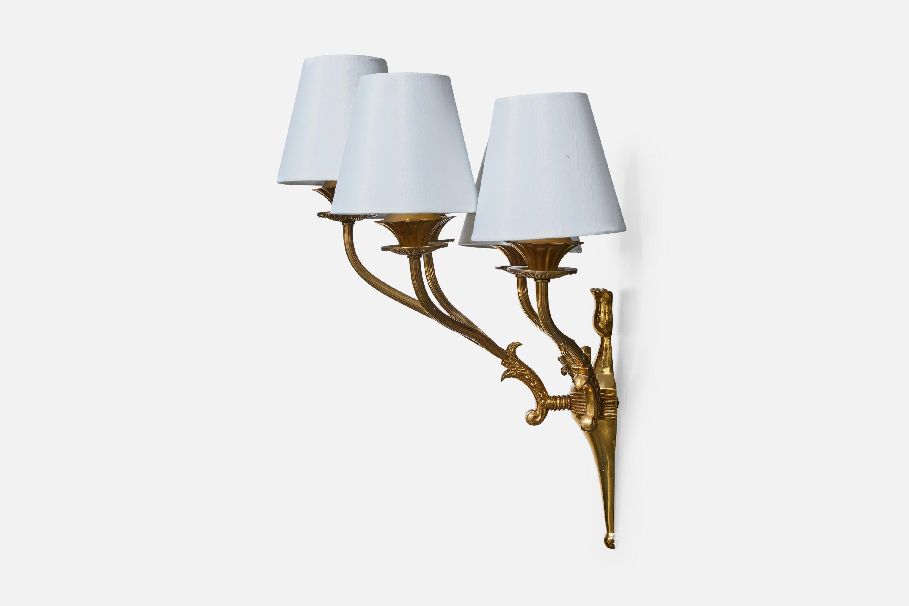 Diseñador italiano, Aplique, Latón, Tejido, Italia, Década de 1940 en Bueno estado para la venta en High Point, NC