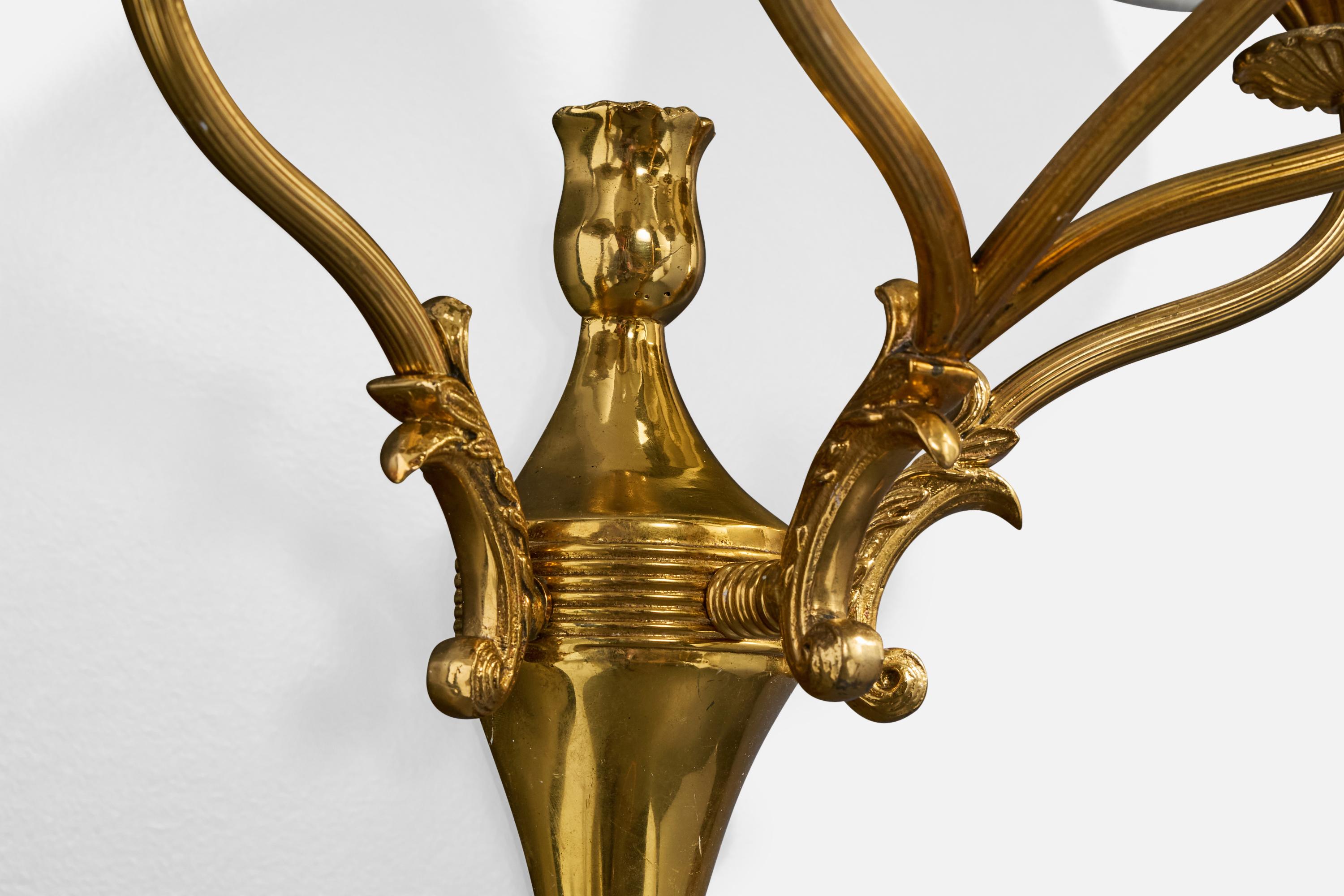 Diseñador italiano, Aplique, Latón, Tejido, Italia, Década de 1940 en venta 1