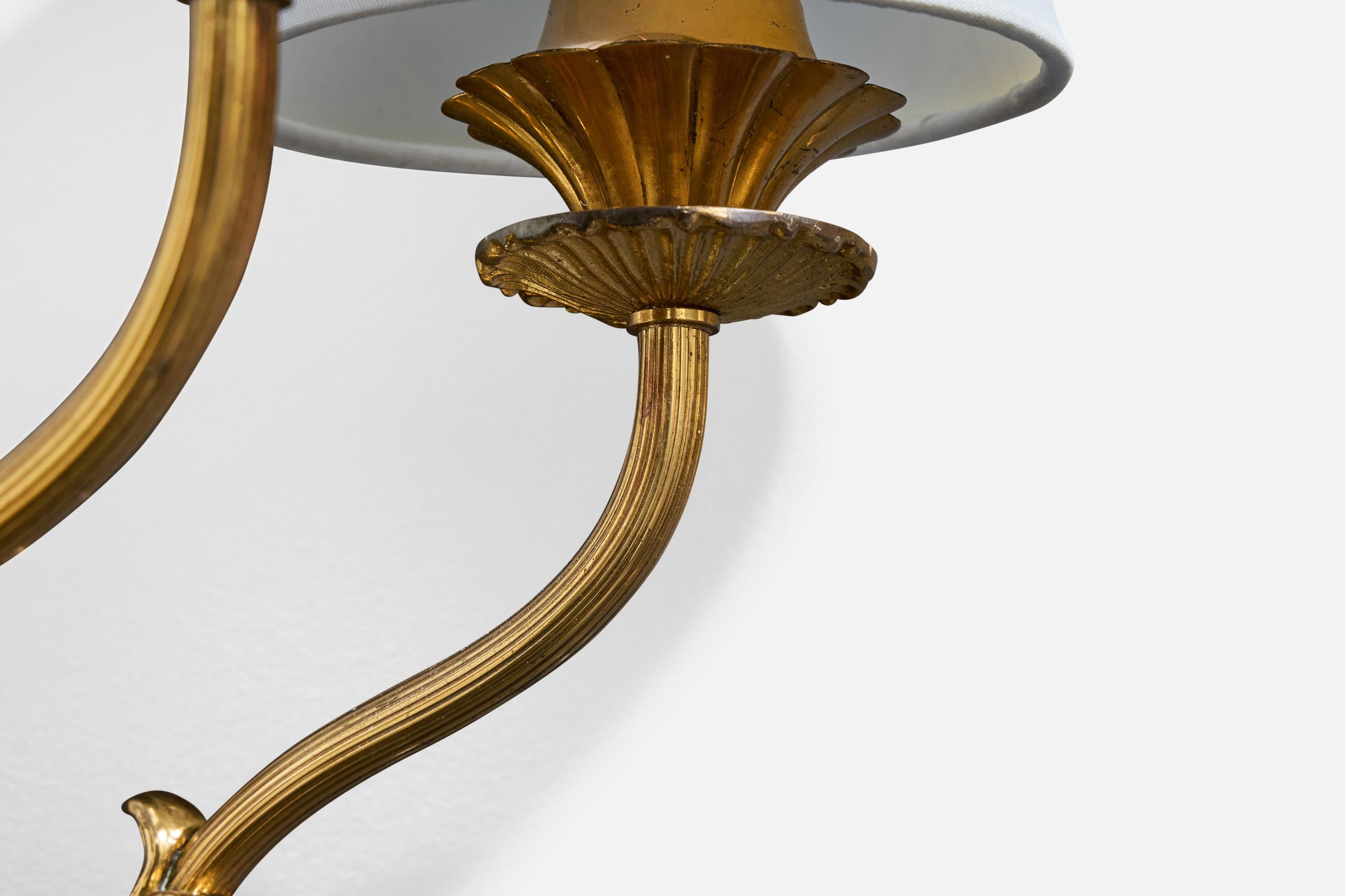 Diseñador italiano, Aplique, Latón, Tejido, Italia, Década de 1940 en venta 2