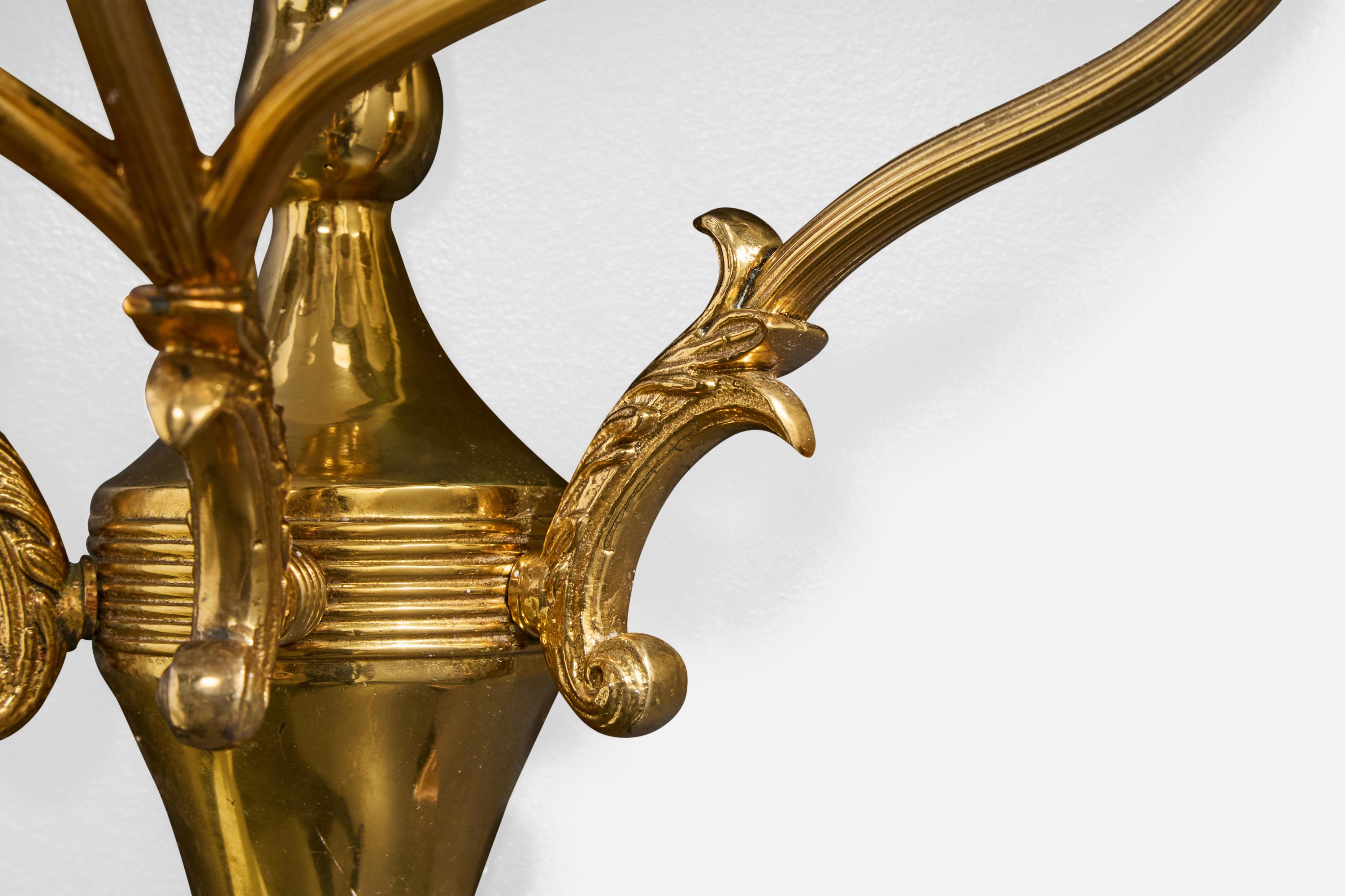 Diseñador italiano, Aplique, Latón, Tejido, Italia, Década de 1940 en venta 3