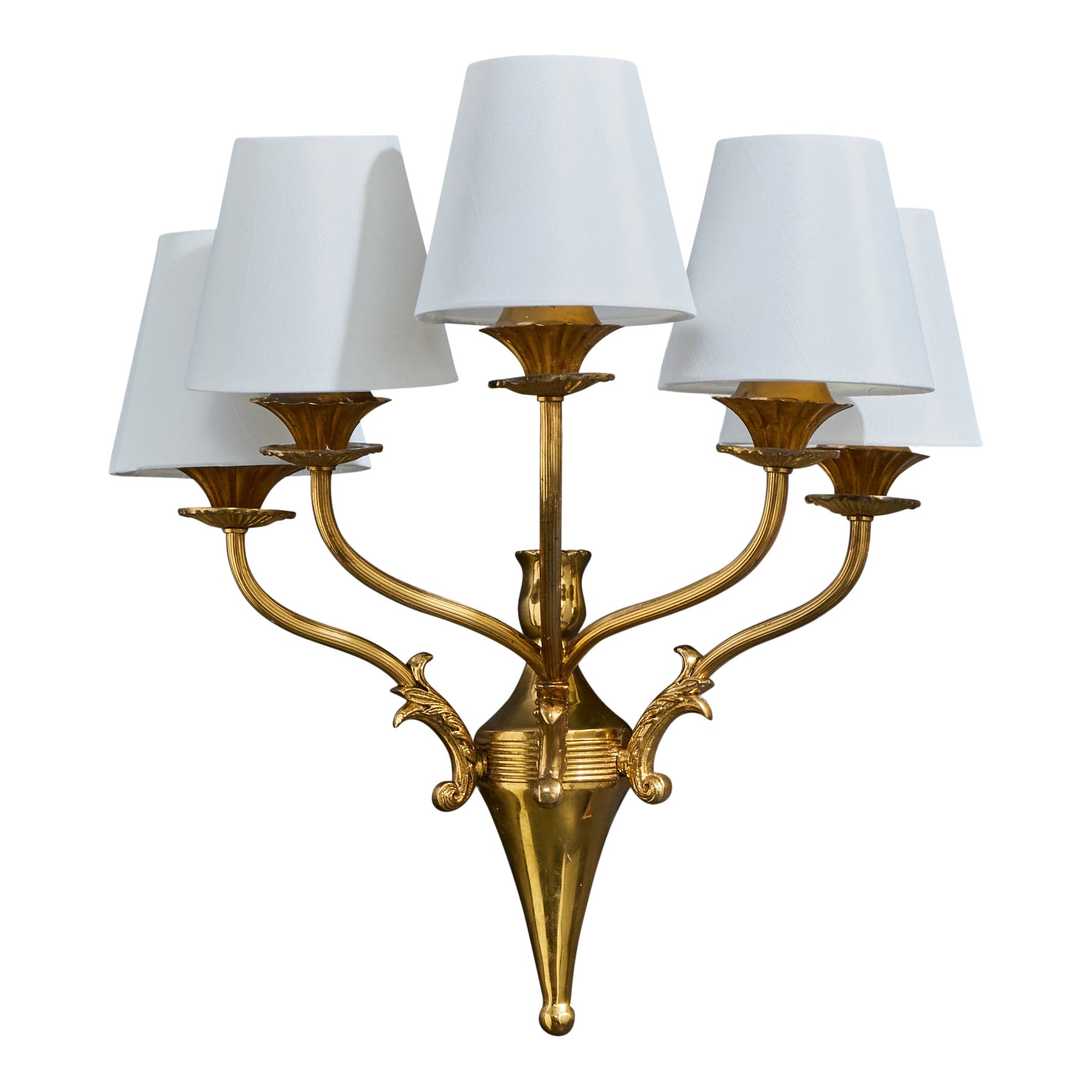 Diseñador italiano, Aplique, Latón, Tejido, Italia, Década de 1940 en venta