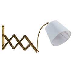 Italian Designer, Wall Light, Brass, Fabric, Italy, 1940s