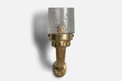 Italian Designer, Wall Light, Brass, Glass, Italy, 1930s