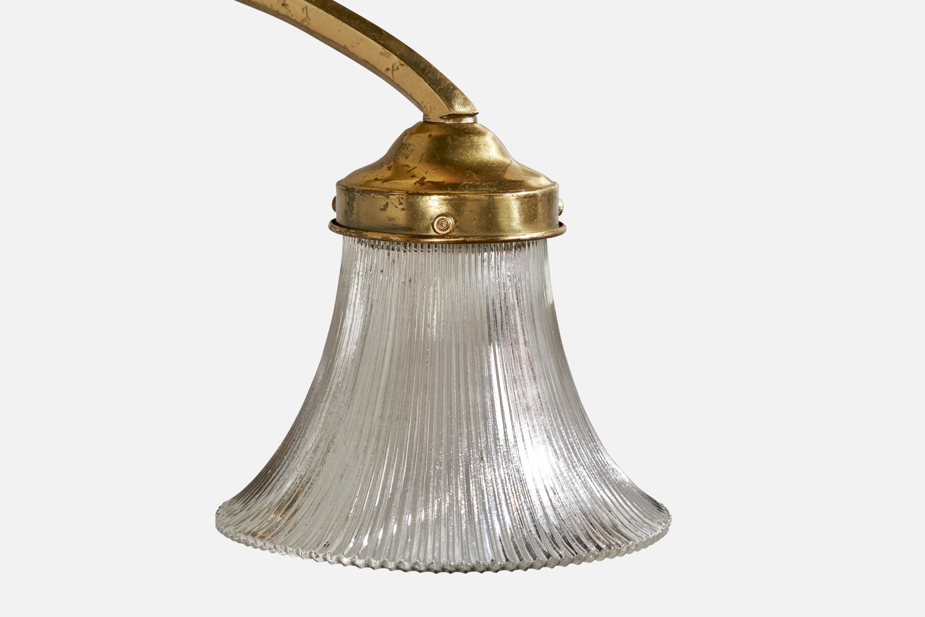 Diseñador italiano, Aplique, Latón, Cristal, Italia, Años 1930 en venta 1