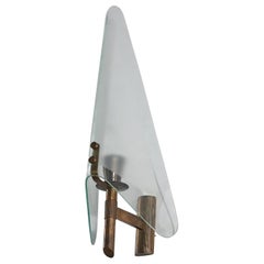 Italian Designer, Wall Light, Brass, Glass, Italy, 1940s