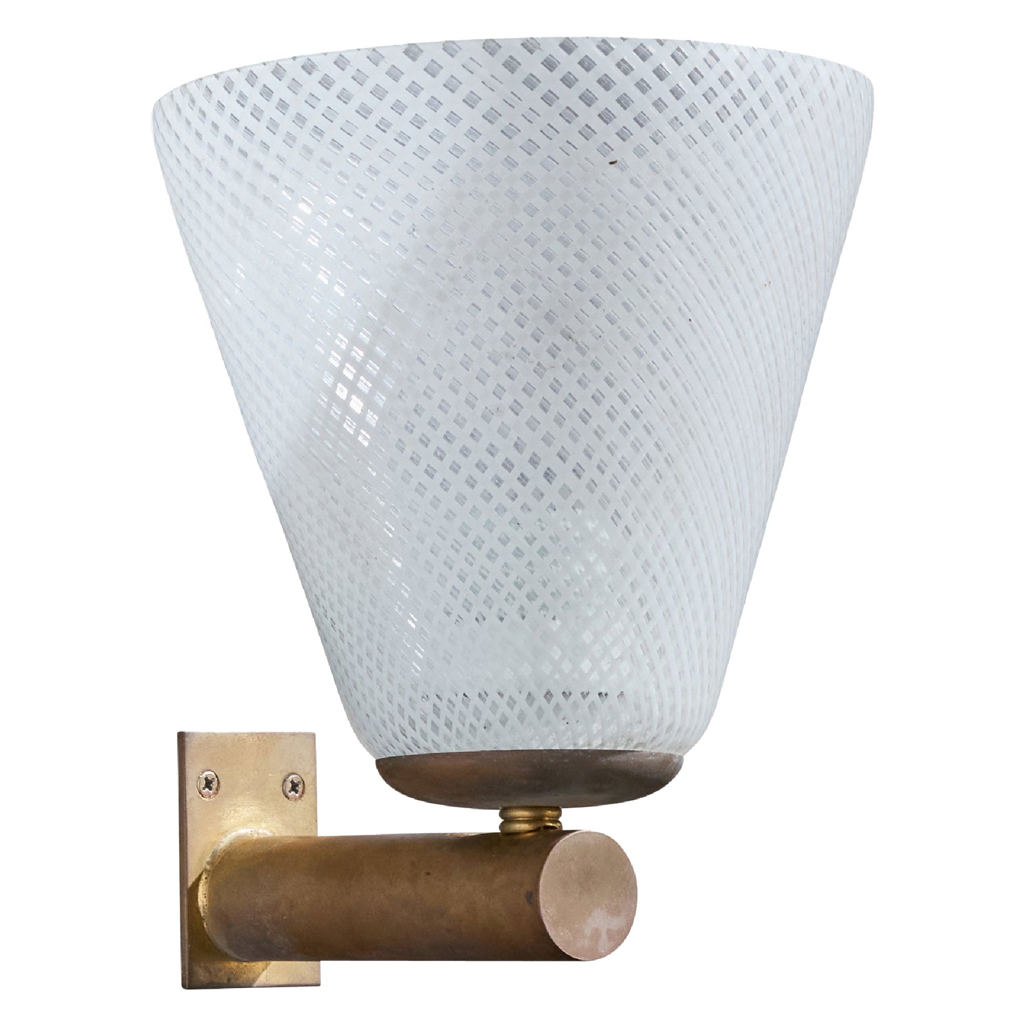 Diseñador italiano, Aplique, Latón, Cristal, Italia, Años 1940